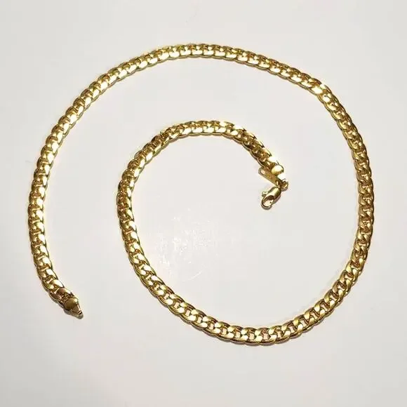 18k Gold Plated Necklace Cuban Chain Christmas Birthday Valentines Gift